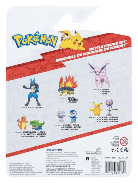 Jazwares Pokémon Battle Figure figurines 3-Pack Carapuce, Toutombe & Joliflor
