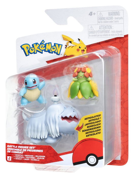 Jazwares Pokémon Battle Figure figurines 3-Pack Carapuce, Toutombe & Joliflor