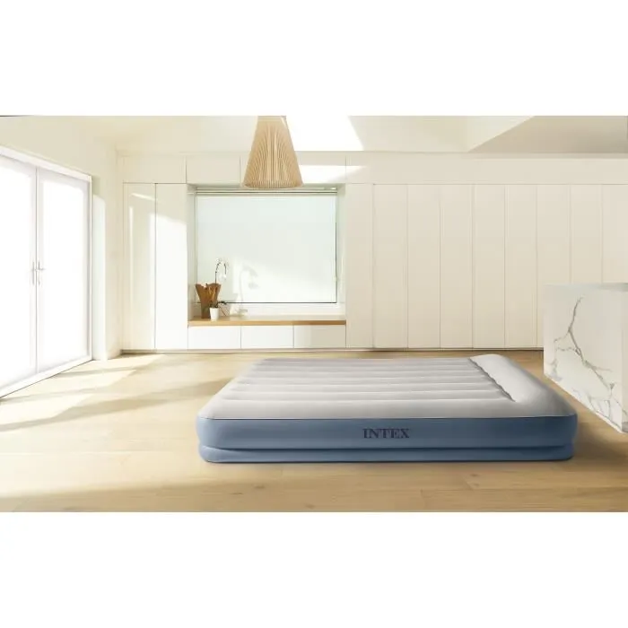 Intex Matelas Gonflable 2 Places 150 x 200 cm avec Oreiller Intégré - Modèle Pillow Rest Mid-Rise