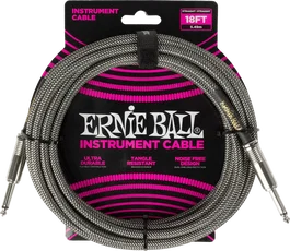 ERNIE BALL Câble d'instrument tressé Jack-Jack SS 5,5 m - Silver Fox