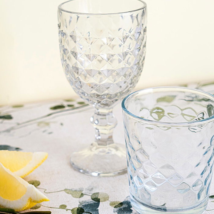 Quid Verres à Eau Diamond Urban en Verre Transparent avec Relief, 34 cL - Lot de 24