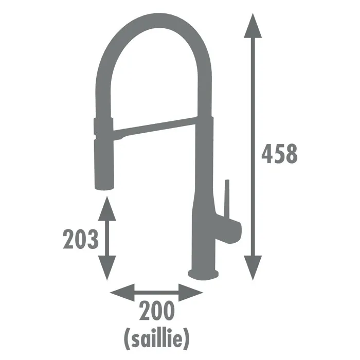 Edouard Rousseau Mitigeur Évier avec Douchette Koben Chromé/Noir - Corps Laiton, Cartouche Céramique 25mm, Flexible Inox, Embase 48x48mm