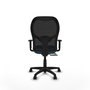 Chaise Alocén Synchrone/Traslack tissu Vert pétrole Maille Noir Structure polyamide noire Accoudoir 1D Sans appui-tête Roulettes en nylon 50 mm