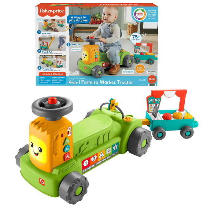 Fisher-Price Ride Y Aprende Tractor 4-en-1 HRB83 - Jouet de développement avec marcheur, dès 12 mois Fisher-Price Ride Y Aprende Tractor 4-en-1 HRB83 - Jouet de développement avec marcheur, dès 12 mois