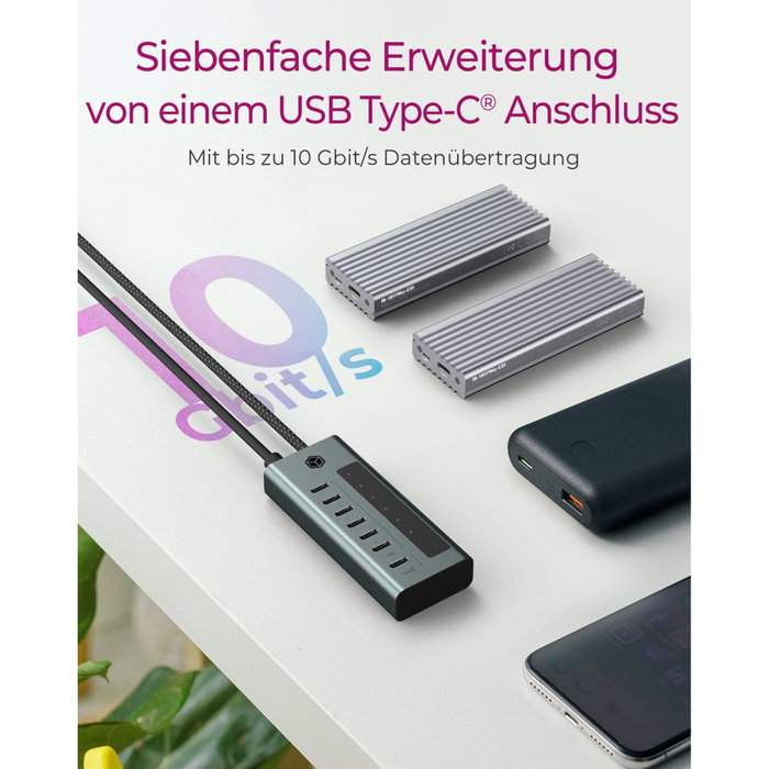 Icy IB-HUB1457-C31 Hub USB 3.2 Gen2 à 7 ports Type-C