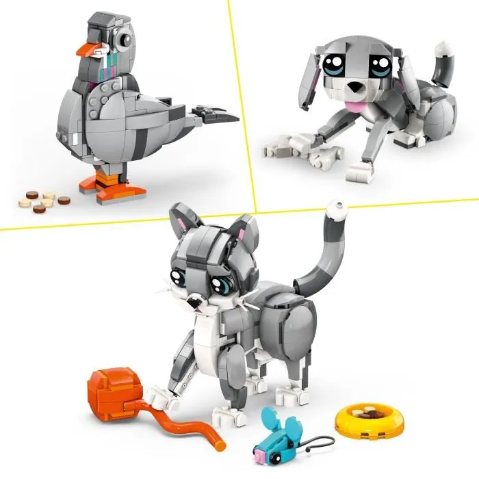 LEGO Creator 31163 Jeu de construction 3-en-1 Le chat joueur avec animaux articulés - 407 pièces, pour enfants à partir de 8 ans