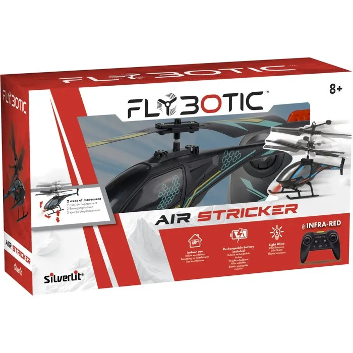 Silverlit Air Striker - Héllicoptère radiocommandé FLYBOTIC - Vol stable - Batterie rechargeable - À partir de 8 ans - Vol stationnaire automatique
