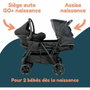 Bambisol Combiné Poussette Double et Siège Auto I-size Noir