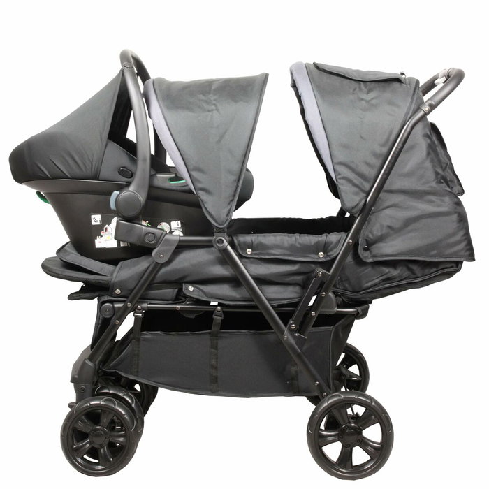 Bambisol Combiné Poussette Double et Siège Auto I-size Noir