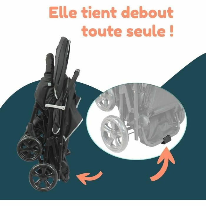 Bambisol Combiné Poussette Double et Siège Auto I-size Noir