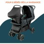 Bambisol Combiné Poussette Double et Siège Auto I-size Noir
