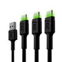 Green Cell Adaptateur USB vers USB-C KABGCSET02 Noir 1,2 m (Lot de 3)