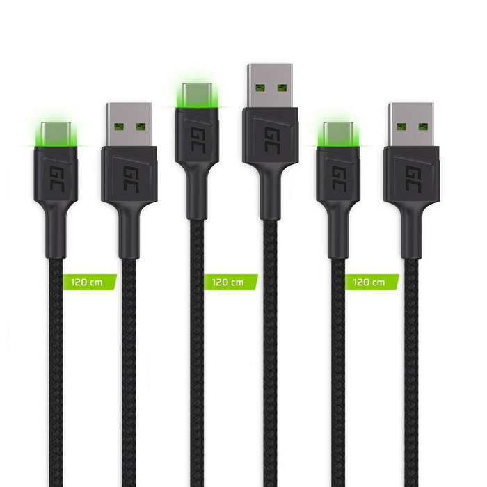 Green Cell Adaptateur USB vers USB-C KABGCSET02 Noir 1,2 m (Lot de 3) Green Cell Adaptateur USB vers USB-C KABGCSET02 Noir 1,2 m (Lot de 3)