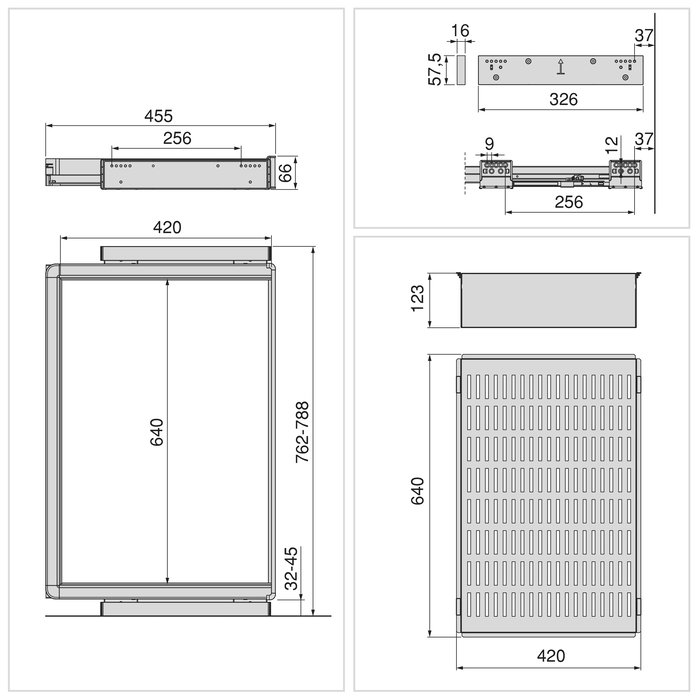 Emuca Kit panier métallique et rack ajustable Quartz pour armoires, glissières extension totale et à fermeture douce, Module 80cm, Finition Titane