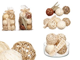 GIFTDECOR Set de 6 boules de décoration avec feuilles, assortiment de 2 modèles