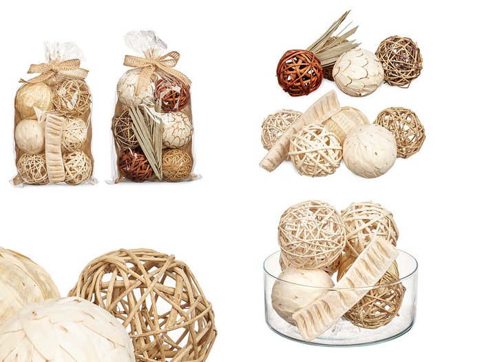 Giftdecor Lot de 6 Boules Décoratives Feuille Bois et Fibre Naturelle Blanc et Marron 22x40x9cm (Set de 12) Giftdecor Lot de 6 Boules Décoratives Feuille Bois et Fibre Naturelle Blanc et Marron 22x40x9cm (Set de 12)