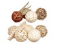 Giftdecor Lot de 6 Boules Décoratives Feuille Bois et Fibre Naturelle Blanc et Marron 22x40x9cm (Set de 12)
