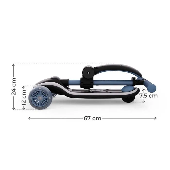 Kinderkraft RAKET UP 2 en 1 Trottinette Enfant avec siège pliable et roues LED, Bleu