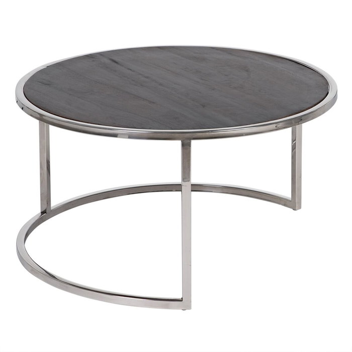 BigBuy Home Jeu de 2 tables basses Marron et Argenté BigBuy Home Jeu de 2 tables basses Marron et Argenté