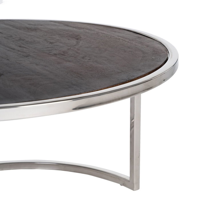 BigBuy Home Jeu de 2 tables basses Marron et Argenté BigBuy Home Jeu de 2 tables basses Marron et Argenté