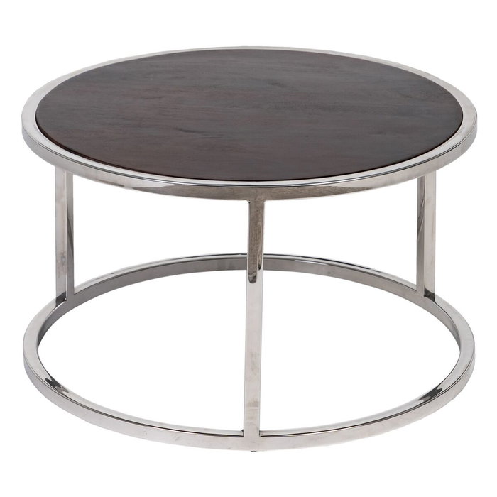 BigBuy Home Jeu de 2 tables basses Marron et Argenté BigBuy Home Jeu de 2 tables basses Marron et Argenté