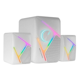 Mars Gaming MS-H21 Enceinte PC 2.1 35W RGB Blanc - Altavoces Gaming 2.1 avec Subwoofer et Entrée Auxiliaire 3.5mm