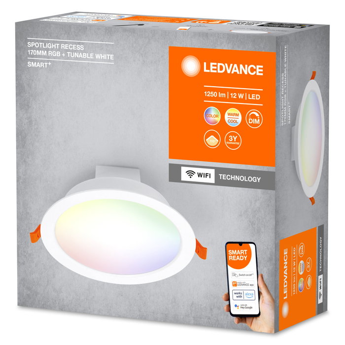 Ledvance Downlight LED Smart 12W 1000Lm 2700-6500K RGB IP20 Ledvance Downlight LED Smart 12W 1000Lm 2700-6500K RGB IP20