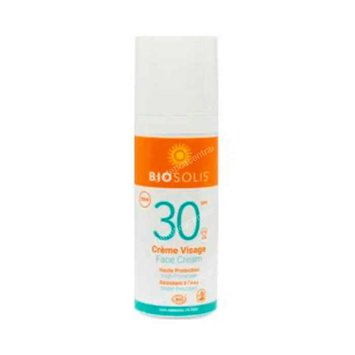Biosolis Crème Solaire Visage Anti-âge SPF30 50 ml - Protection UVA/UVB Minérale - Résistante à l'Eau - Végane - Certifiée Cosmebio et Ecocert Biosolis Crème Solaire Visage Anti-âge SPF30 50 ml - Protection UVA/UVB Minérale - Résistante à l'Eau - Végane - Certifiée Cosmebio et Ecocert
