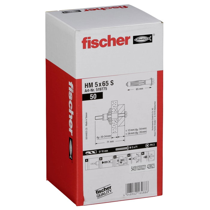 Fischer HM 5x65 S Metal Cavity Fixing avec vis métrique