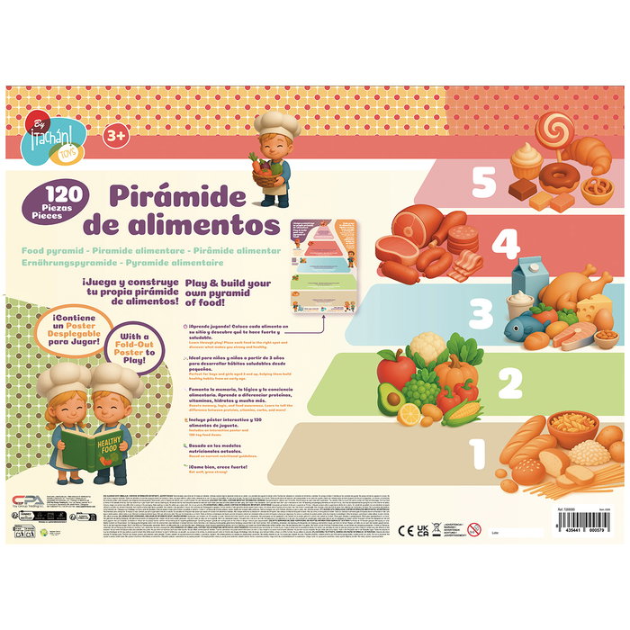 TACHAN - Pyramide Alimentaire Jouet Éducatif 120 Pièces, Aliments en Plastique, Apprentissage Nutrition, Jeu de Rôle pour Enfants 3 Ans et Plus