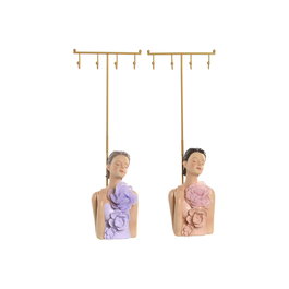 Porte-bijoux Home ESPRIT Corail Lila Métal Résine 12,5 X 8 X 34,5 CM (2 Unités)