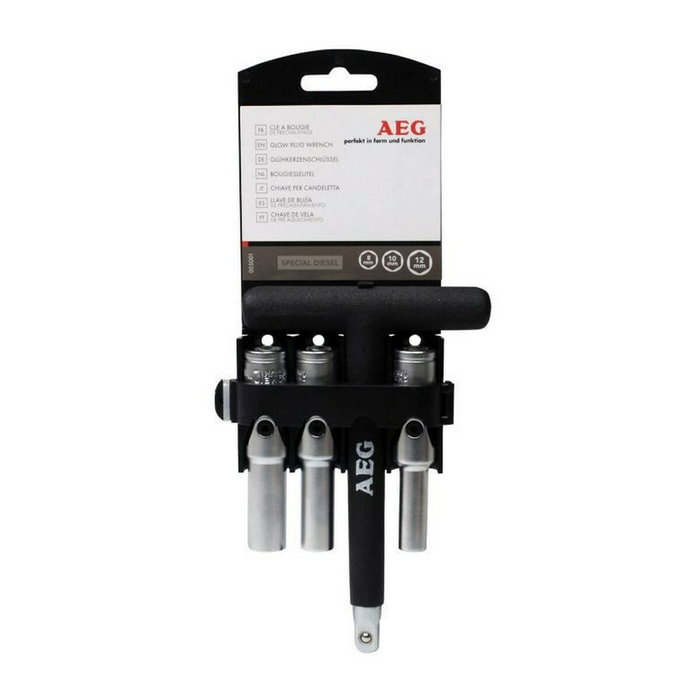 AEG Clé à bougie de préchauffage diesel avec 3 douilles 8-10-12mm, taille standard 3/8 AEG Clé à bougie de préchauffage diesel avec 3 douilles 8-10-12mm, taille standard 3/8