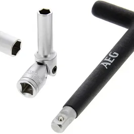 AEG - Clé à bougie de préchauffage Diesel avec 3 douilles 8, 10, 12 mm, poignée en T antidérapante et acier inoxydable