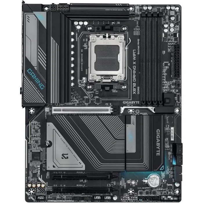 GIGABYTE X870 GAMING X WIFI7 Carte Mère ATX AM5 - AMD Ryzen 9000/8000/7000, DDR5 jusqu'à 8000 MHz, PCIe 5.0, Wi-Fi 7, 2.5 GbE LAN, USB 4