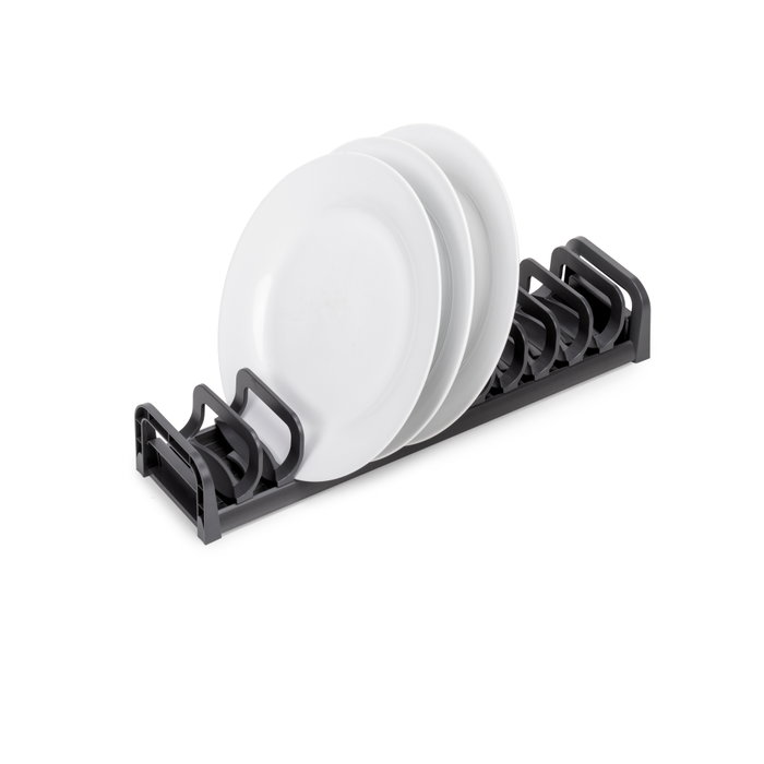 Emuca Orderbox Porte-assiettes pour tiroir, 120x470mm, Aluminium et Plastique, Gris antracite