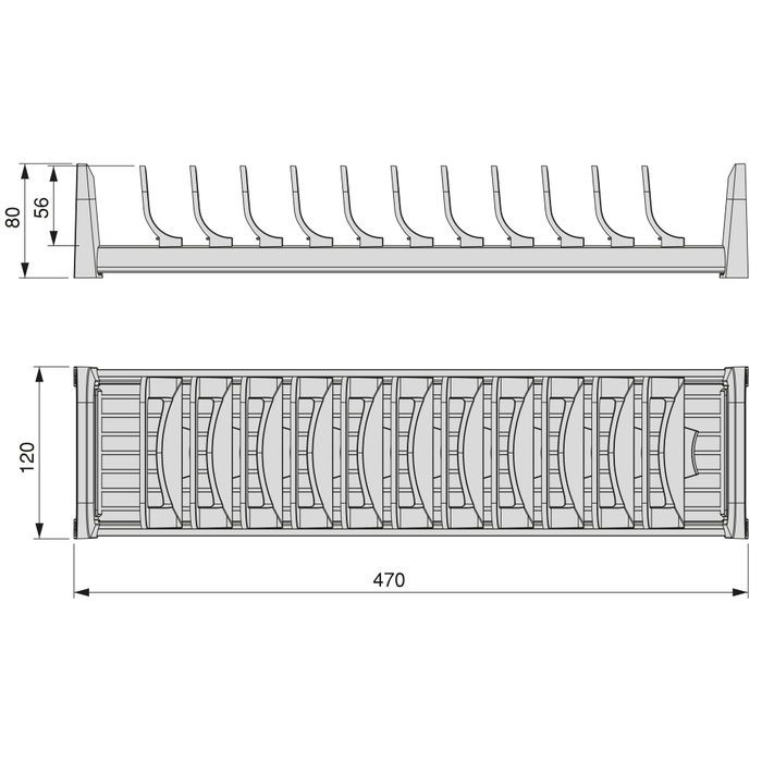 Emuca Orderbox Porte-assiettes pour tiroir, 120x470mm, Aluminium et Plastique, Gris antracite