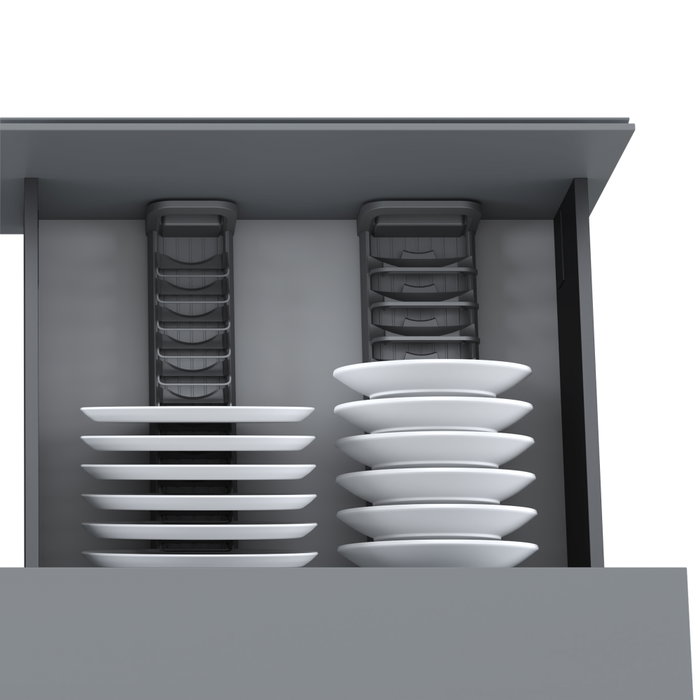 Emuca Orderbox Porte-assiettes pour tiroir, 120x470mm, Aluminium et Plastique, Gris antracite