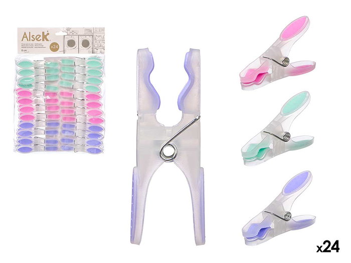 ARTE REGAL Set de 24 pinces à linge en silicone couleurs pastel 8cm ARTE REGAL Set de 24 pinces à linge en silicone couleurs pastel 8cm