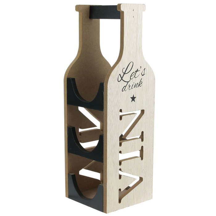 Totally Addict Porte-bouteilles en bois naturel pour 3 bouteilles Totally Addict Porte-bouteilles en bois naturel pour 3 bouteilles