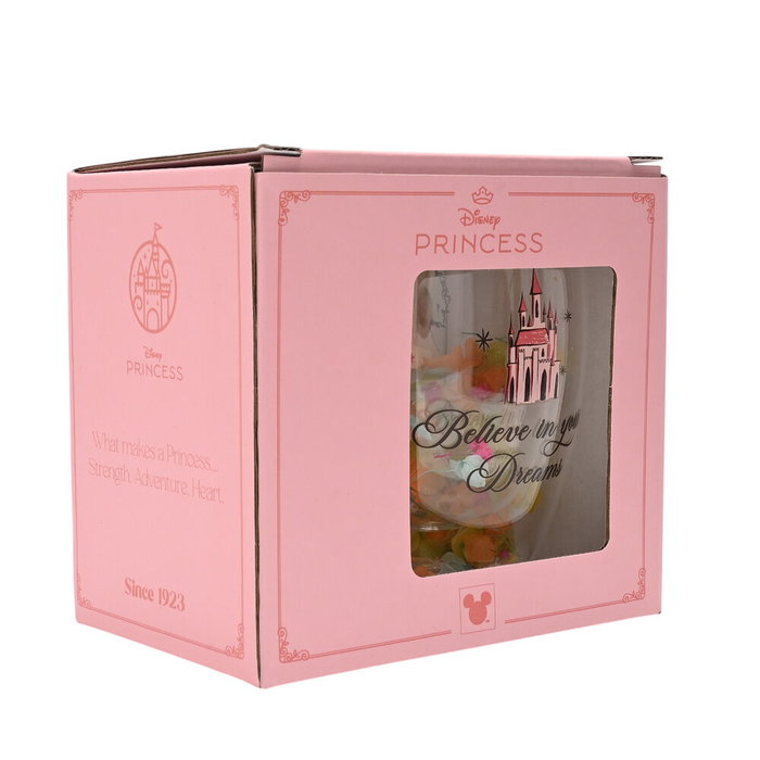 WIDDOP & CO Tasse en cristal avec fleurs séchées Princesses Disney (Ariel, Jasmine, Belle, Merida) - Décoration vibrante - Idée cadeau