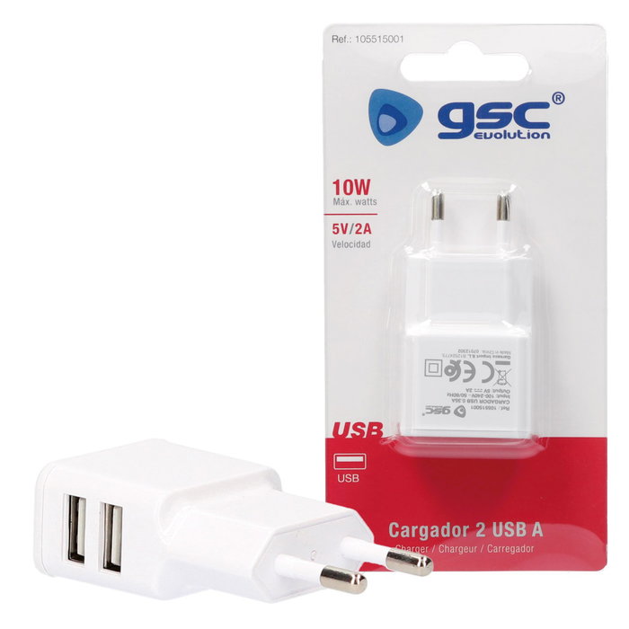 GSC Evolution Chargeur 230V à 2 USB GSC Evolution Chargeur 230V à 2 USB