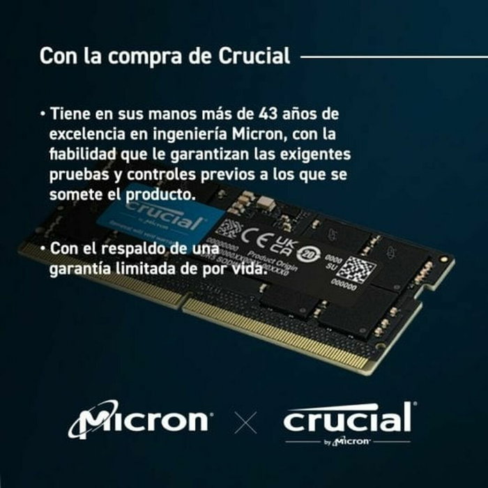 Mémoire RAM Crucial CT16G56C46S5 16 GB DDR5 SDRAM DDR5 5600 MHz Mémoire RAM Crucial CT16G56C46S5 16 GB DDR5 SDRAM DDR5 5600 MHz