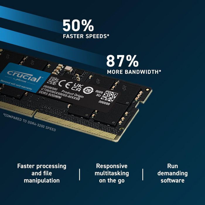 Crucial 16GB DDR5-5600 SODIMM - Mémoire RAM portable 16 Go DDR5 5600 MHz pour ordinateur portable et mini PC