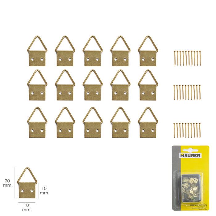MAURER Cuelga Cuadros Anilla Nº1 - Lot de 15 pièces avec anneau MAURER Cuelga Cuadros Anilla Nº1 - Lot de 15 pièces avec anneau