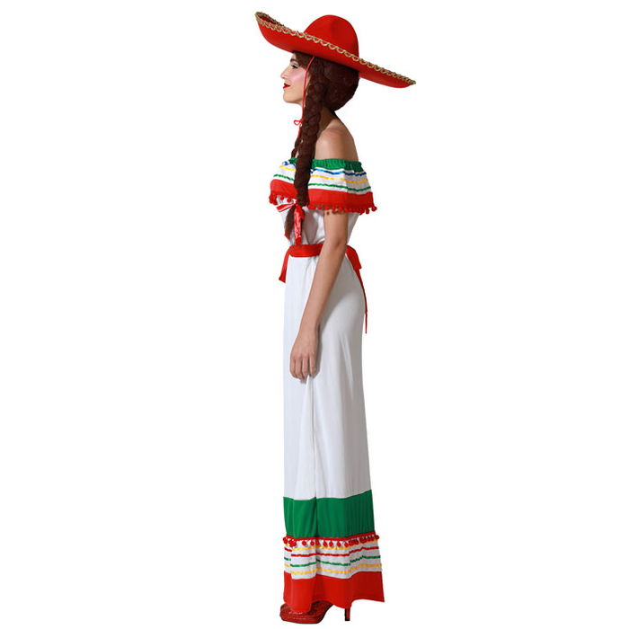 Déguisement Mexicaine Adulte Tricolor Femme XS-S - Robe de Fiesta en Polyester pour Carnaval et Fêtes Déguisées