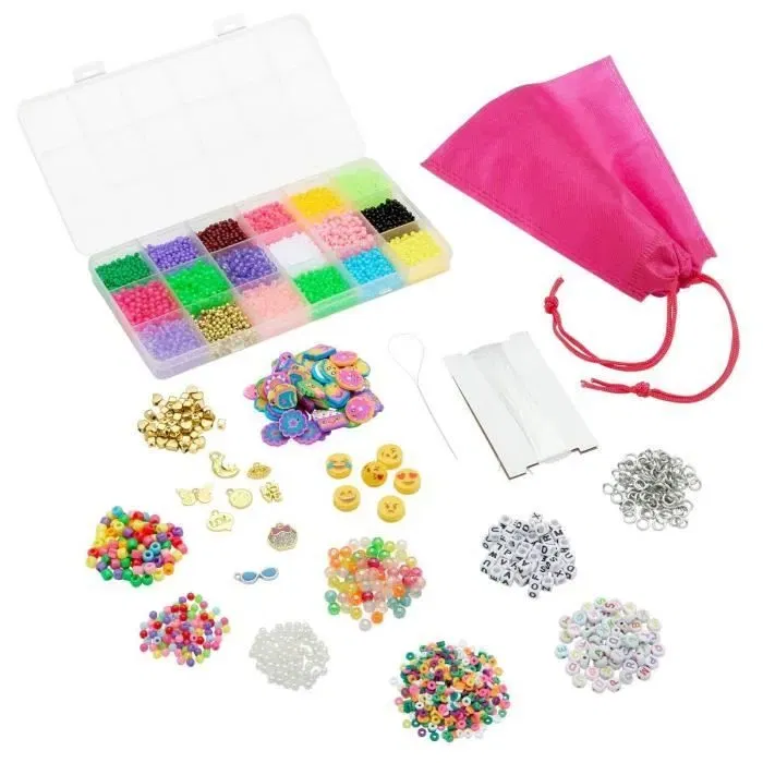 Crazart Lexibook Atelier de Création de Bracelets d'Amitié avec Plus de 1500 Perles, Perles Lettres, Heishi et Pendants Cristal Crazart Lexibook Atelier de Création de Bracelets d'Amitié avec Plus de 1500 Perles, Perles Lettres, Heishi et Pendants Cristal