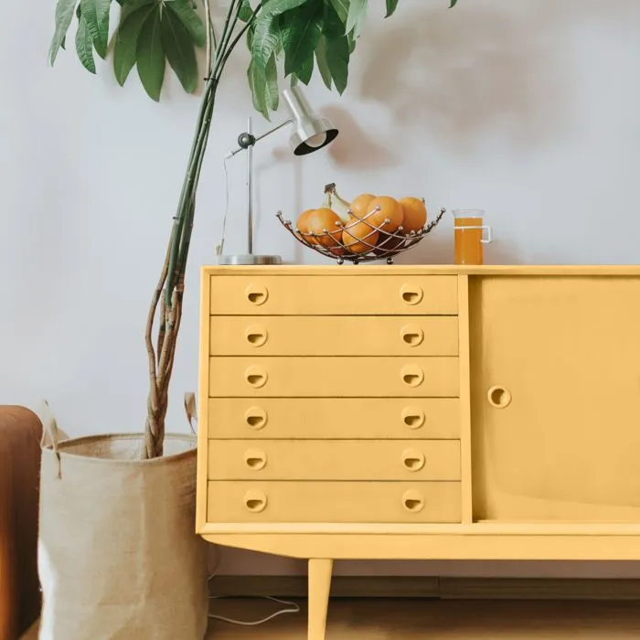 Ripolin - Peinture pour meubles et objets - Jaune Niki - Finition satinée - 0,5L - Intérieur et extérieur - Application facile sans sous-couche - 10% ingrédients biosourcés