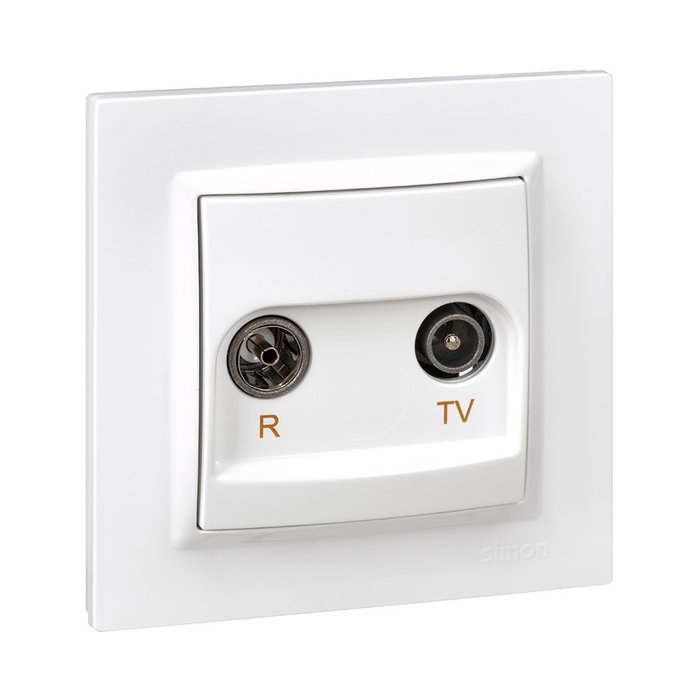 Simon Prise TV Intermédiaire Blanc Série 10 Plastique IP20 avec Cadre 8,4x4x8,4 cm Simon Prise TV Intermédiaire Blanc Série 10 Plastique IP20 avec Cadre 8,4x4x8,4 cm