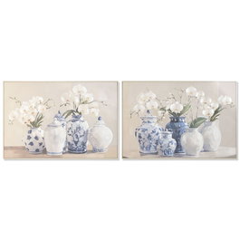 Toile Home ESPRIT Bleu Blanc Oriental Vase 122,5 X 4,5 X 82,5 CM (2 Unités)