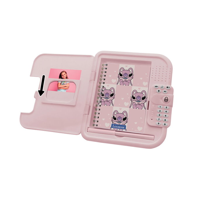 LEXIBOOK - Coffre-fort électronique secret Disney Angel Stitch avec bloc-notes et stylo - Verrouillage par mot de passe, effets sonores
